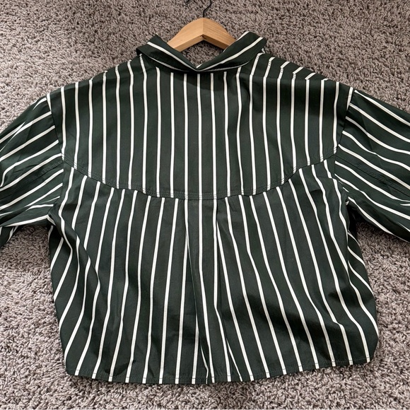 Madewell Dark Green and White Striped Button-Up Shirt - Picture 3 of 8